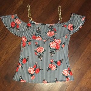 First love off the shoulders w/ chain straps top.